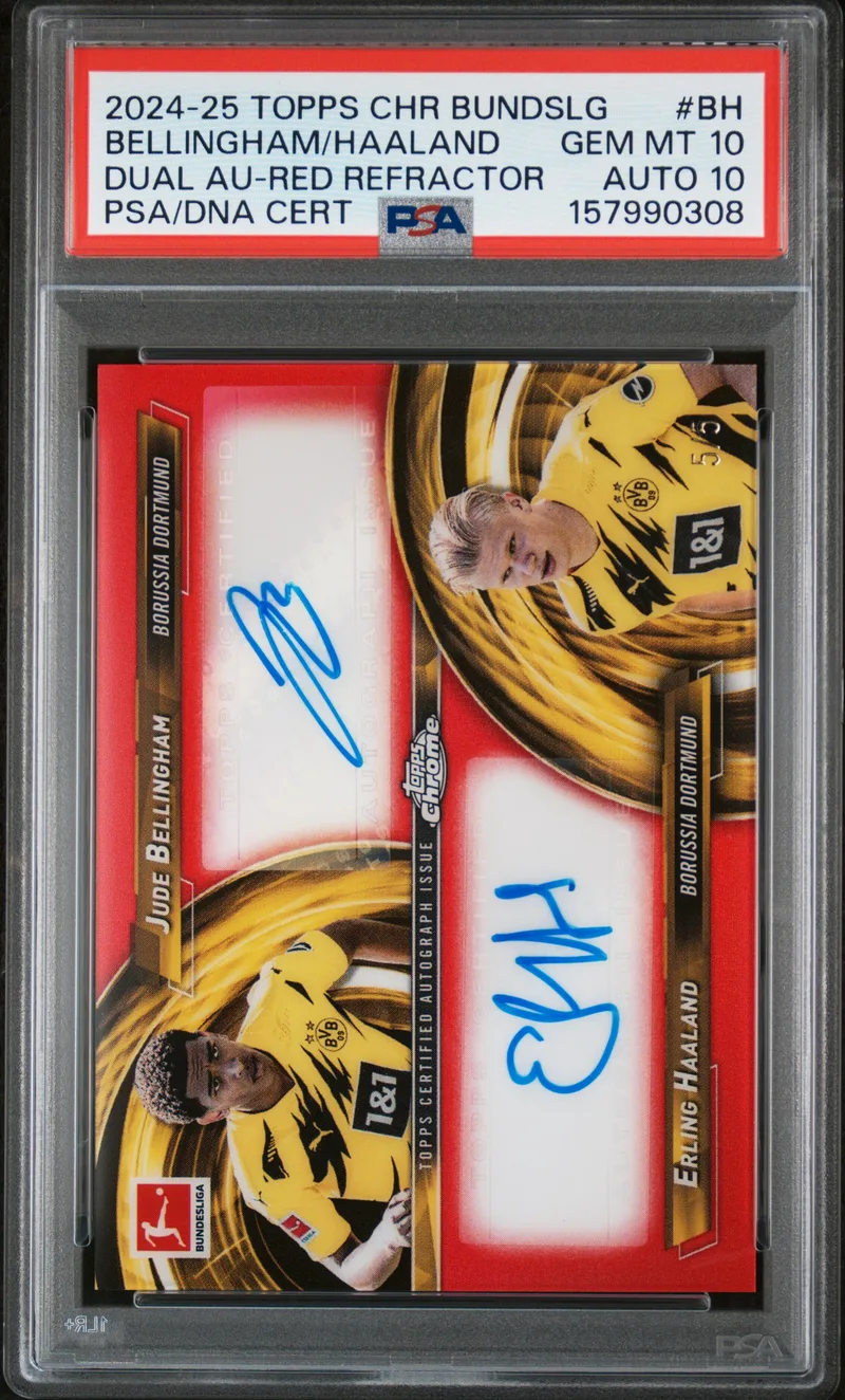 Jude Bellingham / Erling Haaland Topps Chrome Bundesliga Dual Autographs, front