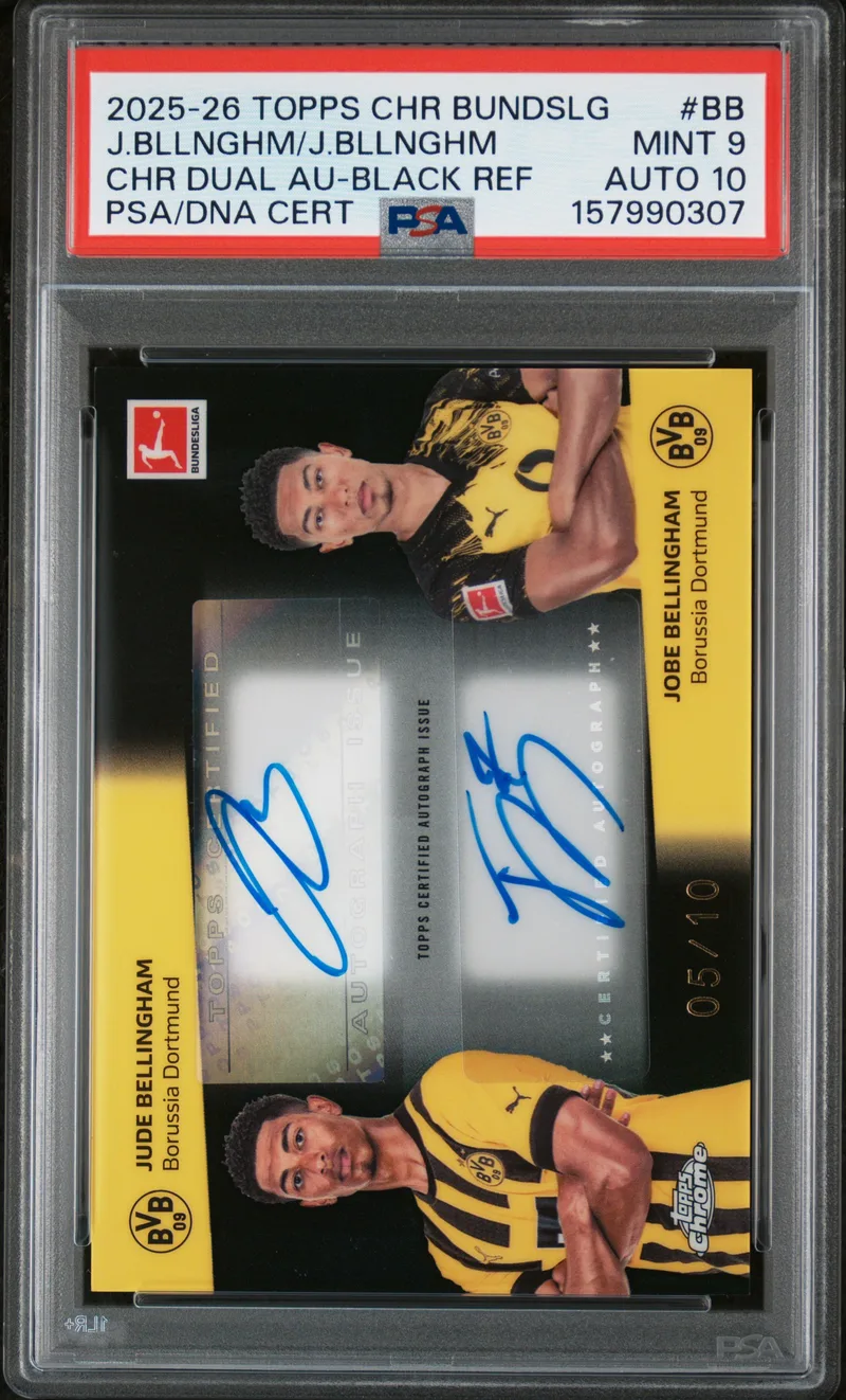 Jude Bellingham / Jobe Bellingham Topps Chrome Bundesliga Chrome Dual Autographs, front