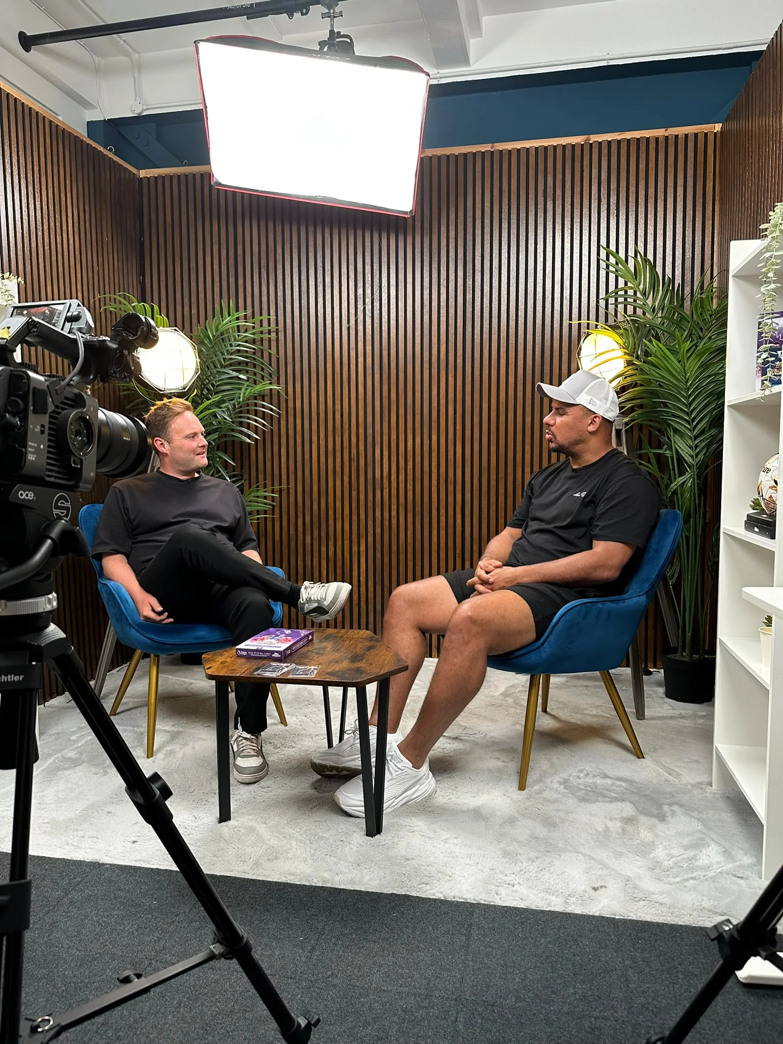 Behind the cameras in the podcast studio